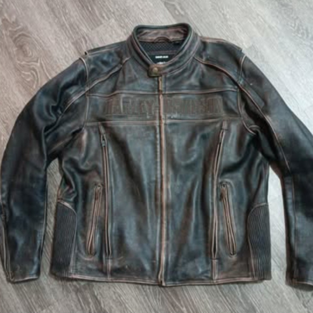 Harley Davidson Men's Roadway Leather Jacket Brown in Perfect Condition (98002-1